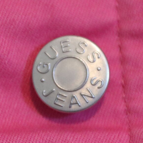 Guess Colorful Pink Denim Jacket Size XL Cotton/Spandex Blend - Picture 4 of 13